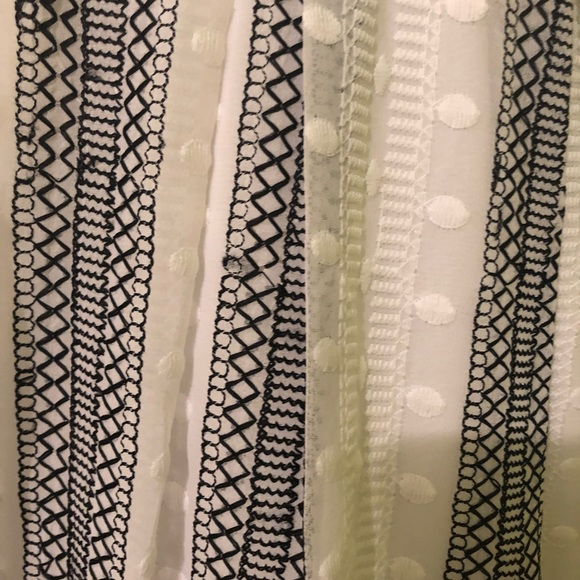 🏷️ adelyn rae white polka dot dress with black embroidery & criss cross back - Picture 9 of 12